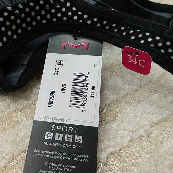 Maidenform Sport Bra Heather Black dot DM7990 34C - Picture 8 of 8